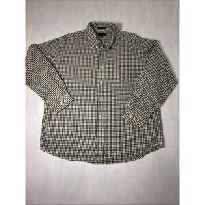 J Ashford Mens Shirt XXL Button Down Long Sleeve Checker Blue Rust Red